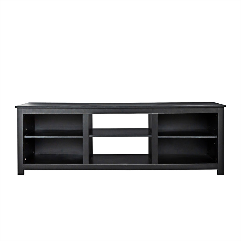 Meuble télé avec 6 compartiments de rangement, Noir