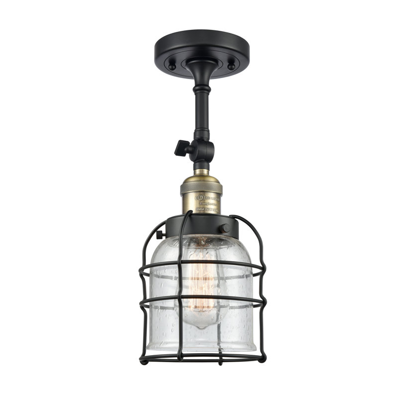 Nathen Semi Flush Mount, Black Antique Brass, LED, Plated Smoke
