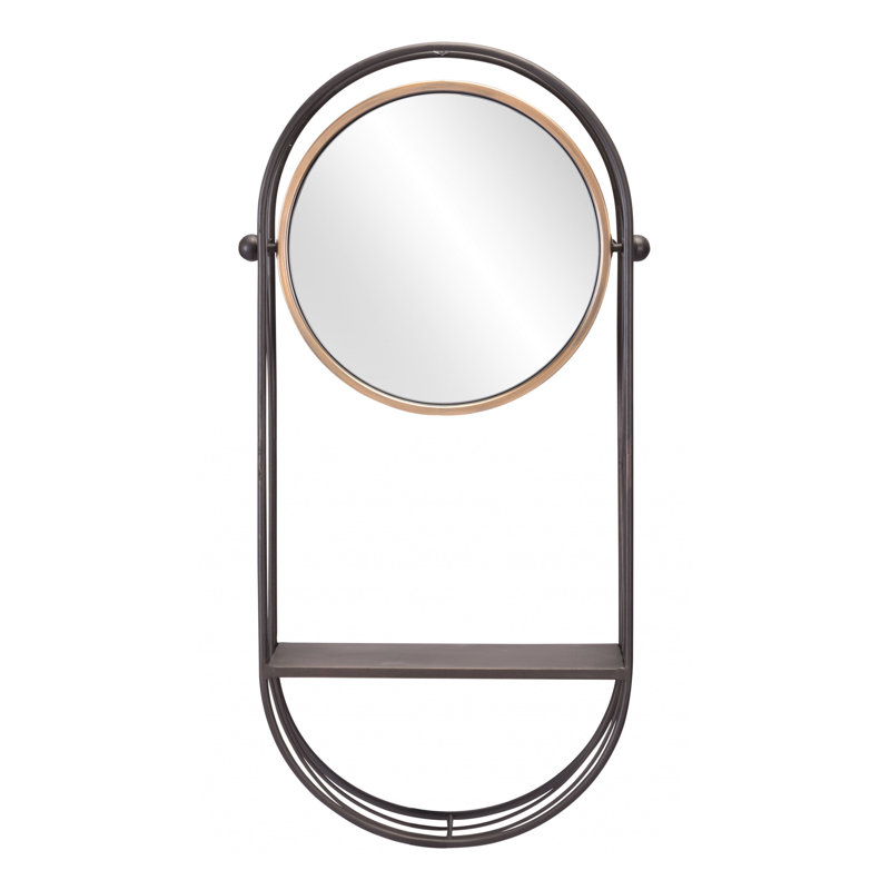 Gurganious Metal Flat Wall Mirror with Shelves
