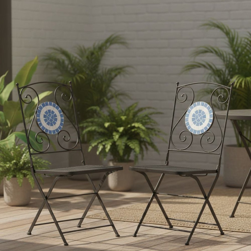 Ensemble de 2 chaises pliantes à dossier en mosaïque Alara