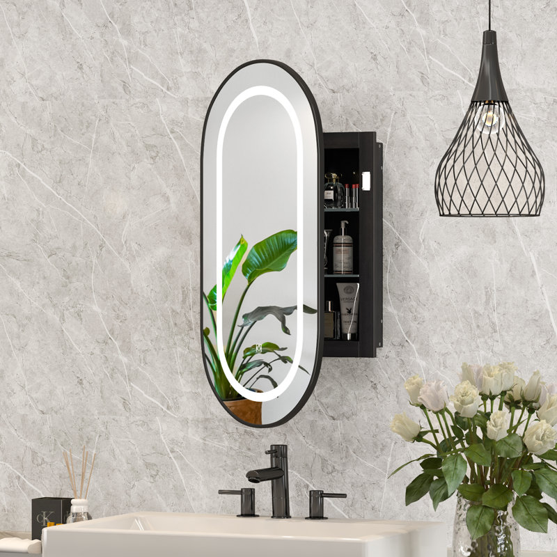 41mm W 80mm H Frameless Medicine Cabinet Mirror 3 Fixed