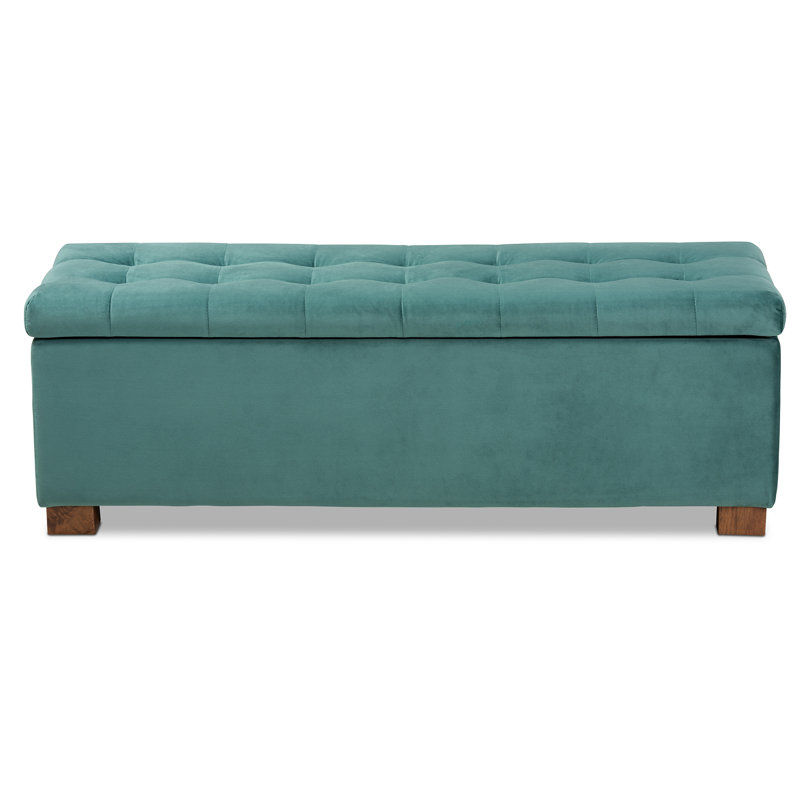 Banc de rangement avec repose-pieds Mesina, Bleu sarcelle