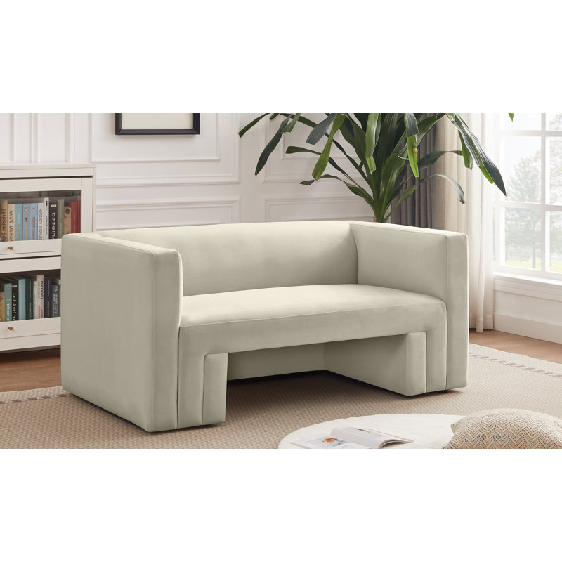 Hosie 63'' Velvet Loveseat, Cream Velvet