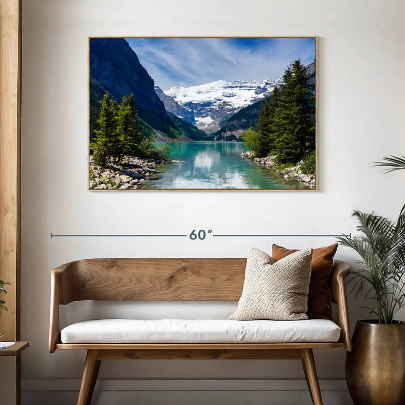 Splendide lac Louise, Cadre flottant en bois naturel, 46 po x 31 po
