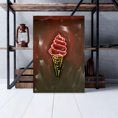 «Red and Yellow Ice Cream Neon Light Signage», reproduction d'art graphique rectangulaire sur toile tendue