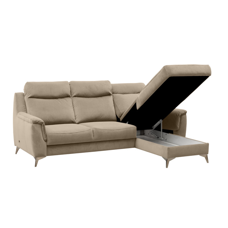 Izola 3 Seater Velvet Sofa Bed, Cream, Right Hand Facing