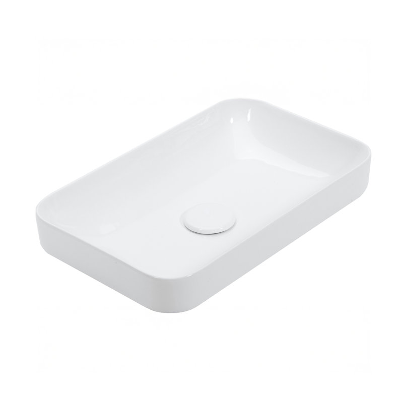 Lavabo de salle de bain encastré ou vasque de comptoir Edge 6860 en blanc brillant, Blanc lustré