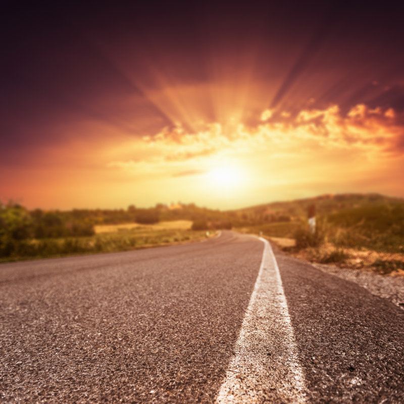Asphalt Road at Sunset par Franckreporter, H 12 po x l 12 po