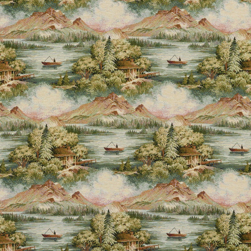 Tissu de chalet Wilderness, Vert / Beige