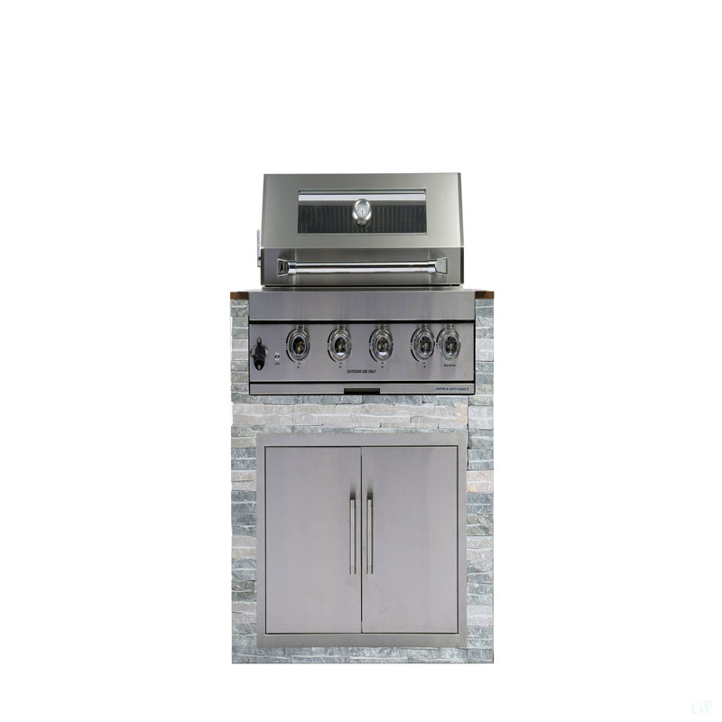 Barbecue au gaz à quatre brûleurs, gril encastré en acier inoxydable de 48 000 BTU