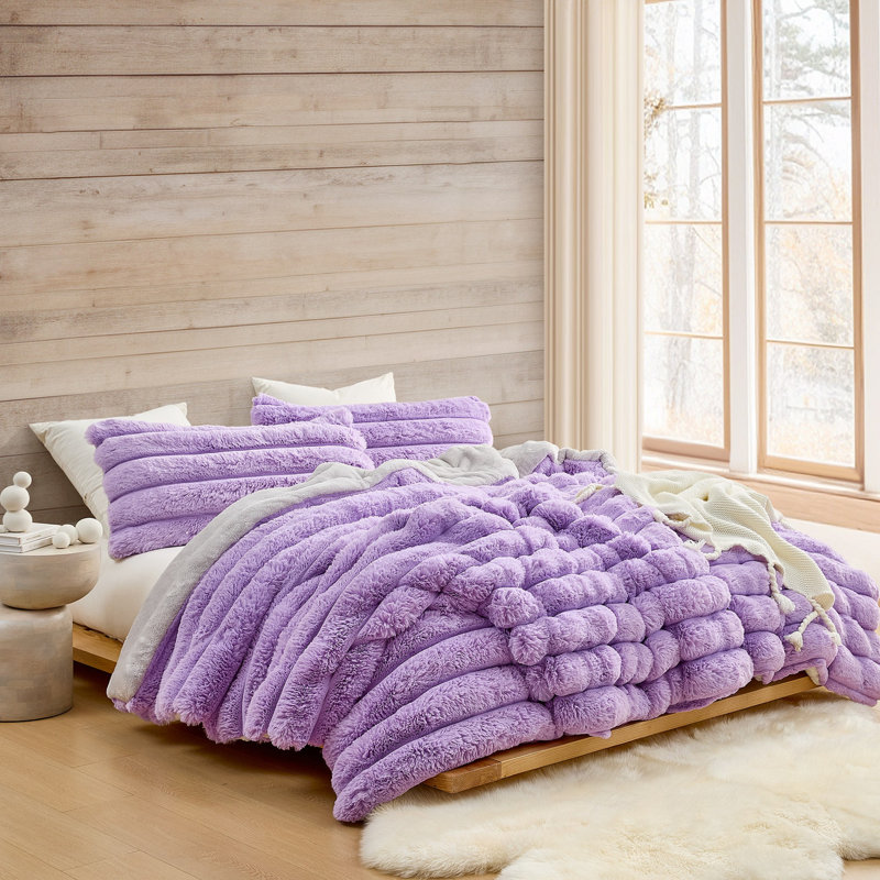 Ensemble d'édredon surdimensionné Roll Cakes Chunky Bunny - Coma, Édredon pour grand lit + 2 taies décoratives, Mauve