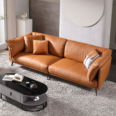 Prime Electrons Orange Genuine Leather Modular Sofa cushion couch