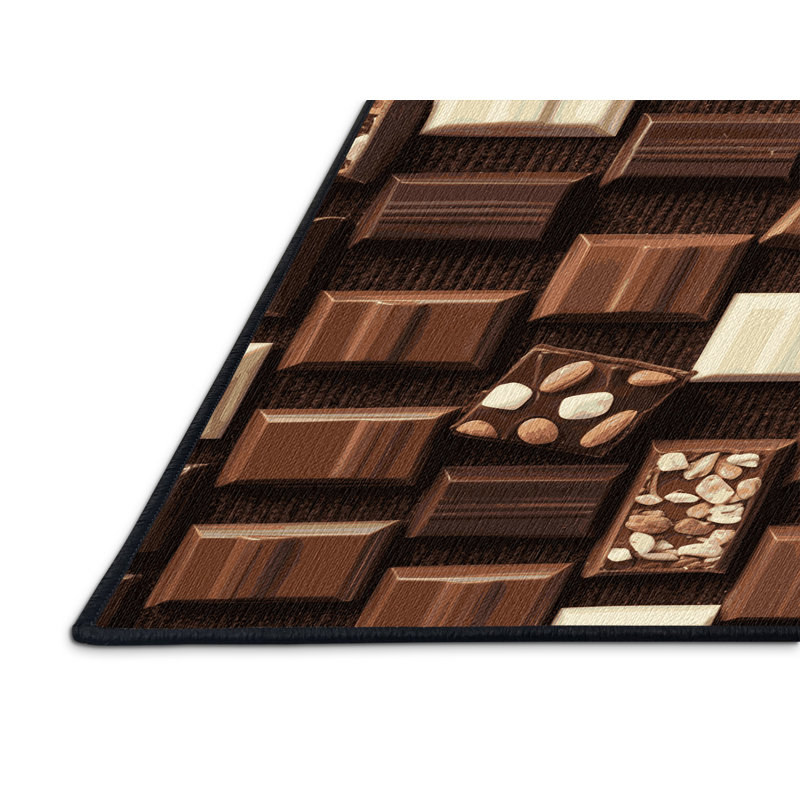  Tapis lavable avec barres chocolatées et desserts, Rectangulaire 7 pi x 10 pi
