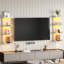 Étagère murale avec éclairage DEL, tablette flottante, tablette à 4 niveaux pour rangement mural, présentoir mural vertical, pour chambre, salon, couloir-1541598324