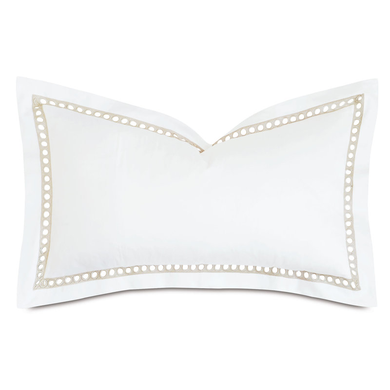 Celine 100% Cotton Pillow Sham, Queen, White/Champagne