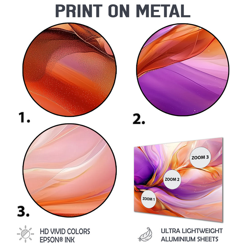«Galactic Bloom Of Liquide II», décoration murale abstraite en métal, impression métallique abstraite liquide