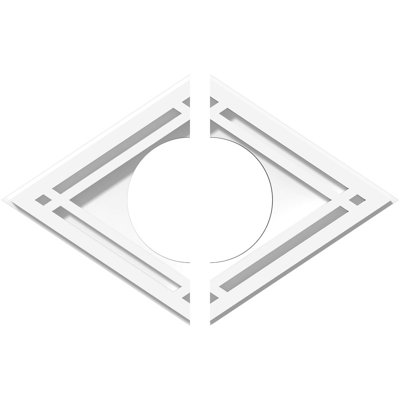 12"W x 8"H x 4"ID x 4 1/4"C x 1"P Diamond Architectural Grade PVC Contemporary Ceiling Medallion, Two Piece