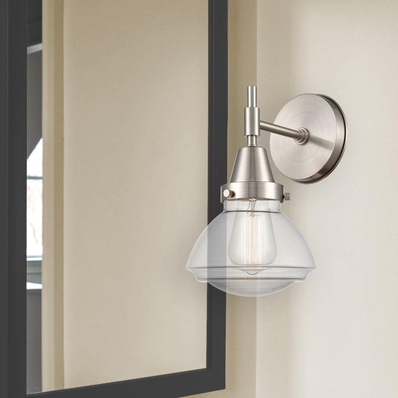 Gayle Chrome Armed Sconce, Satin Nickel, Clear, LED