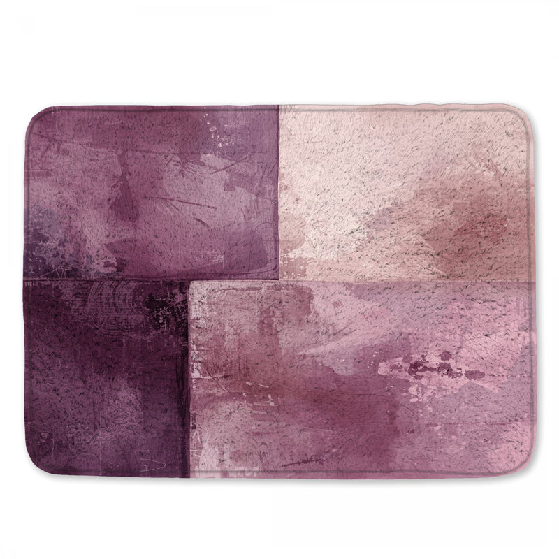 Tapis de bain abstrait à texture mauve, L 34 po x L 21 po