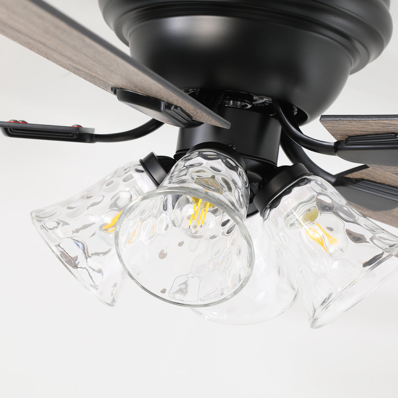 Ventilateur de plafond 52 pouces à 5 pales de style ferme avec pales réversibles deux tons, ensemble d'éclairage et télécommande
