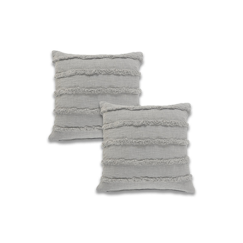 Cotton Throw Pillow, Polyester/Polyfill, Gray