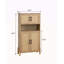 Armoire de rangement Mid-Century moderne à 4 portes avec portes en rotin tissé et tablettes réglables - parfaite pour le salon et la salle à manger