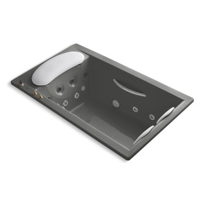 RiverBath® 75" x 45" Drop In Whirlpool Acrylic Bathtub with Light and Heater