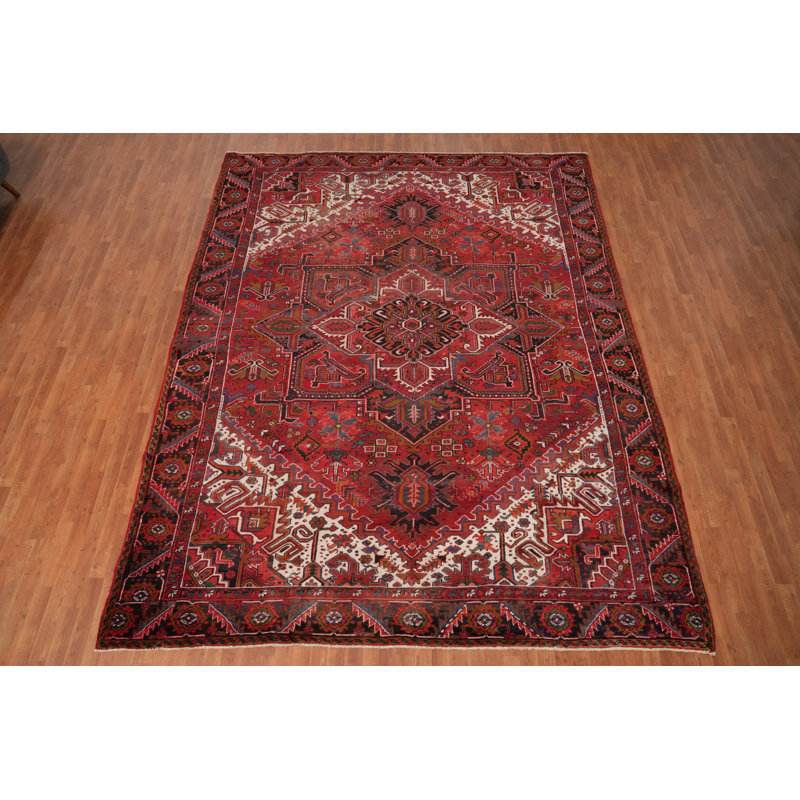 Grand tapis traditionnel en laine rouge 10x13