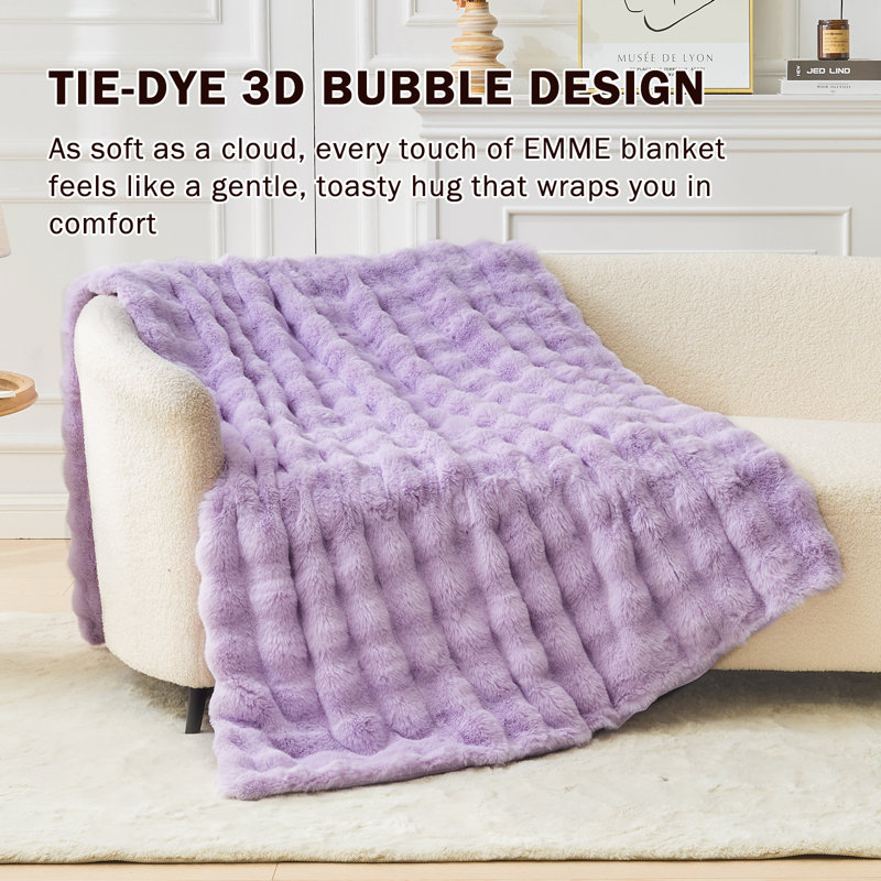 Couverture EMME en fausse fourrure, Très grand lit, Mauve