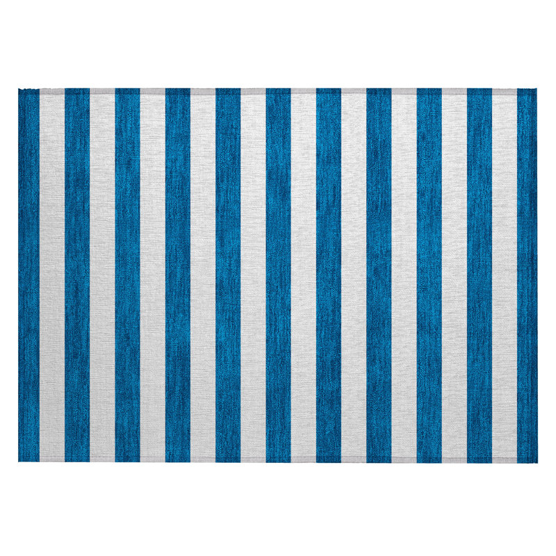 Washable Striped Indoor / Outdoor Rug, Rectangle 1'8" x 2'6"