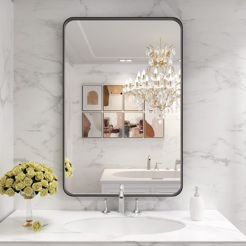 Miroir de salle de bain noir, 35,93 po x 27,93 po
