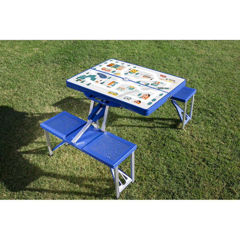 Table de pique-nique pliante avec trou pour parasol Play Town Talarisha, Bleu