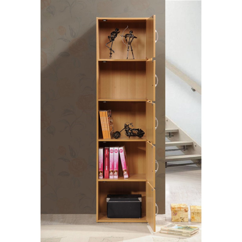 Aimee-Jane Storage Bookcase, Beech, (4 Shelves) 47.4" H x 15.9" W x 11.8" D