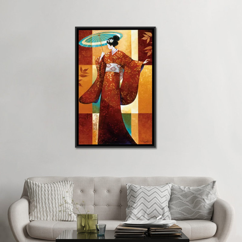 «Misaki», impression sur toile, H 26 po x l 18 po x P 1,5 po, Toile avec cadre noir, Pas de tapis