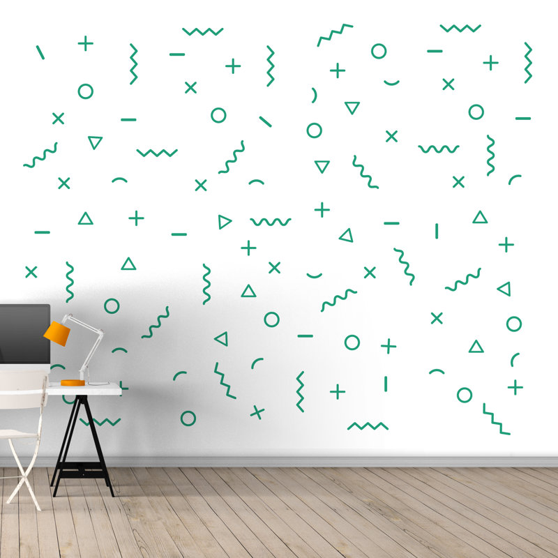 3895 Abstract Non-Wall Damaging Wall Decal, White/Green