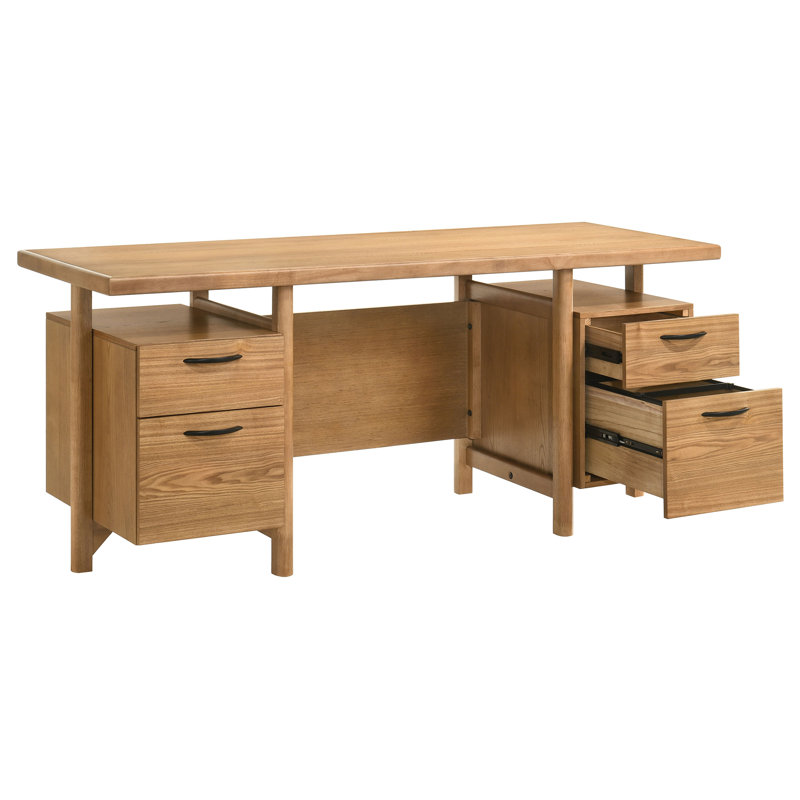 Rambo 69-Inch Computer Desk, 4 Drawers and Open Centre, Light Ash Wood