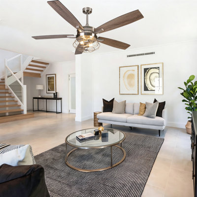 51.2'' Ceiling Fan With Light With Remote Control 10-speed, Reversible Dc Motor 4.7"/9.8" Rods