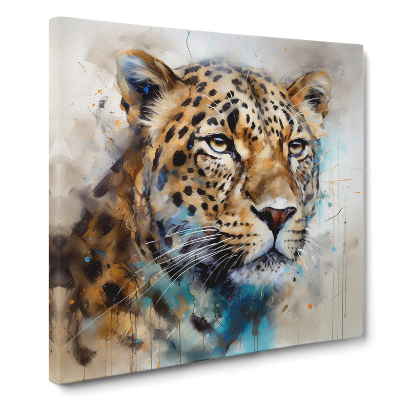 Leopard Gestural Art No.2 - Wrapped Canvas, 35cm H x 35cm W x 3cm D