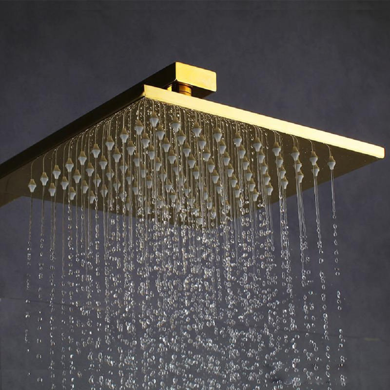 Marsala Gold Wall Mount Rainfall Shower Set Elegant Spa Like Experience with Luxurious Finish