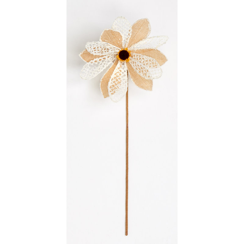 Tige de tournesol & en toile jute, Crème