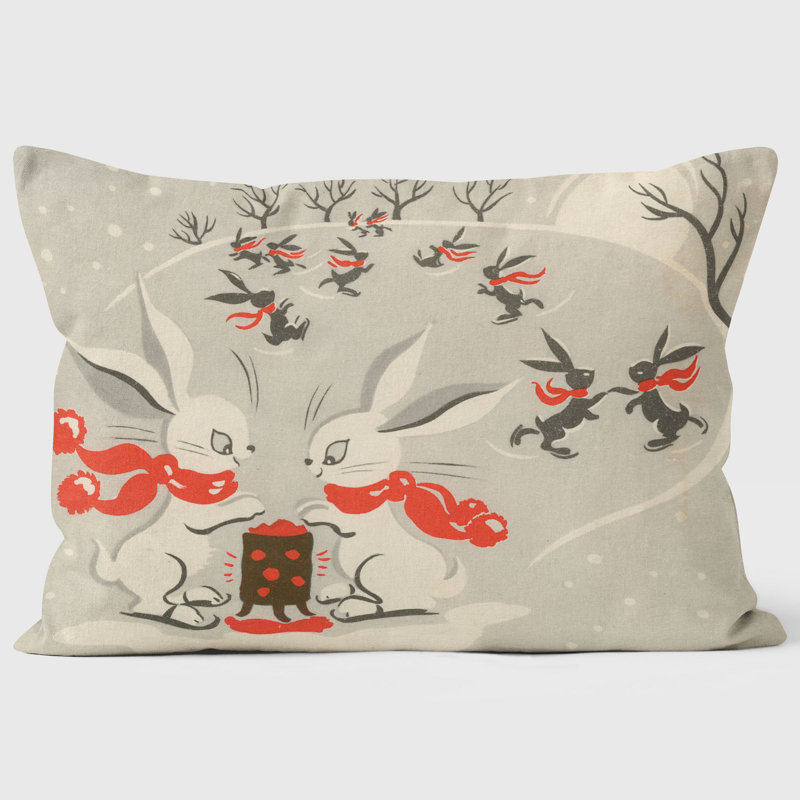 Skating Rabbits - Christmas Cushion