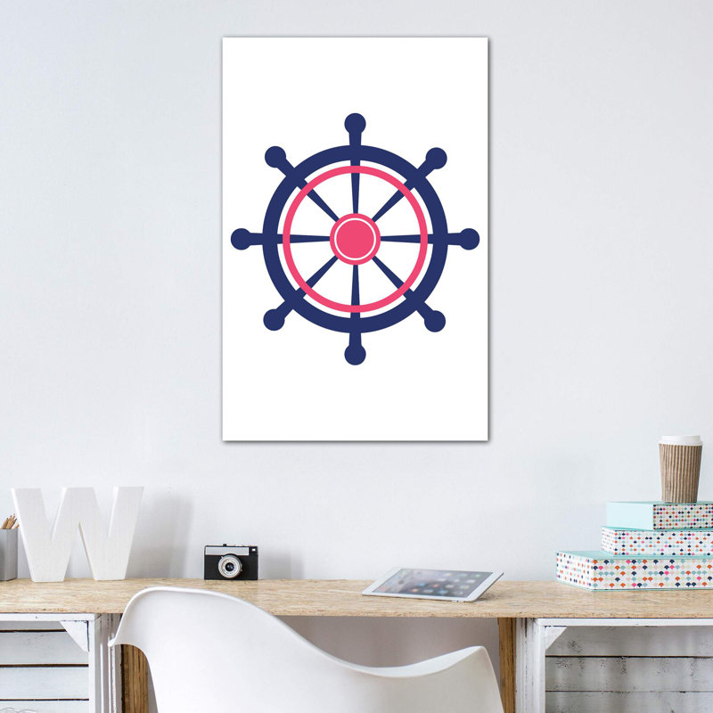 «Boat Wheel Nordic Design», reproduction d'impression, H 60 po x l 40po x P 1,5 po, Toile tendue, Pas de tapis