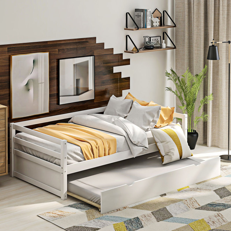Lit de jour simple avec lit gigogne, Blanc