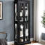 Vitrine en bois avec cadre en bois avec éclairage ambiant intégré, disposition à six niveaux, tablettes réglables pour le vin et les espaces de vie, tablettes avec éclairage noir, idéal pour la présentation,