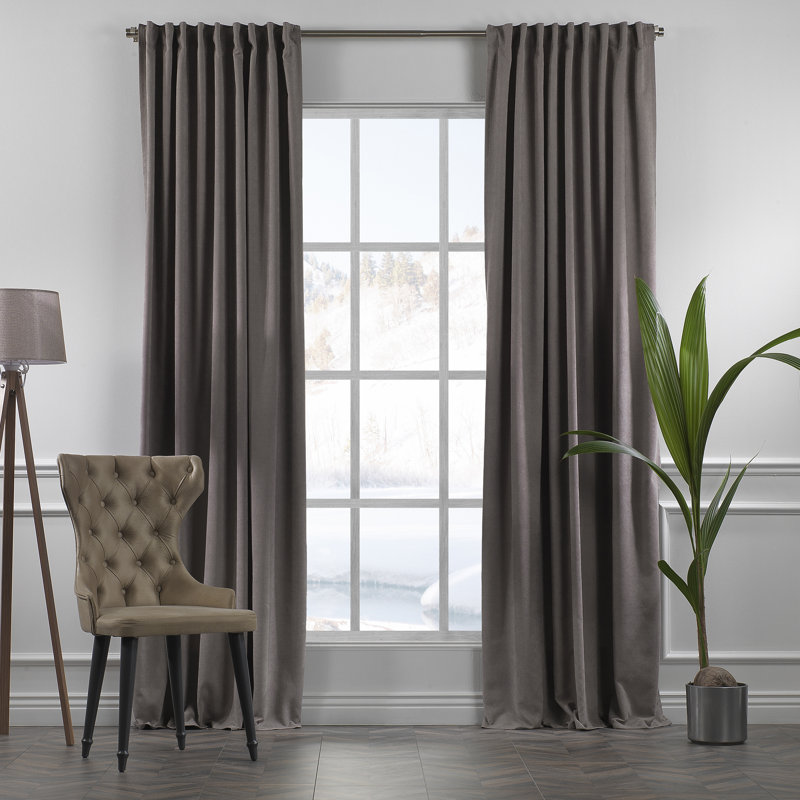 Solid Room Room Darkening Tab top Curtain Panels, 52" W x 108" L, Stone