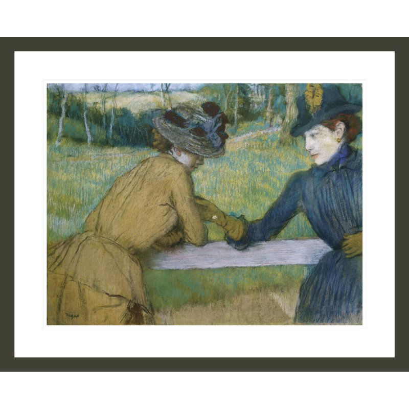 Two Women Leaning on a Fence Rail by Edgar Degas -Framed Giclee Print, 23.5" H x 28.69" W