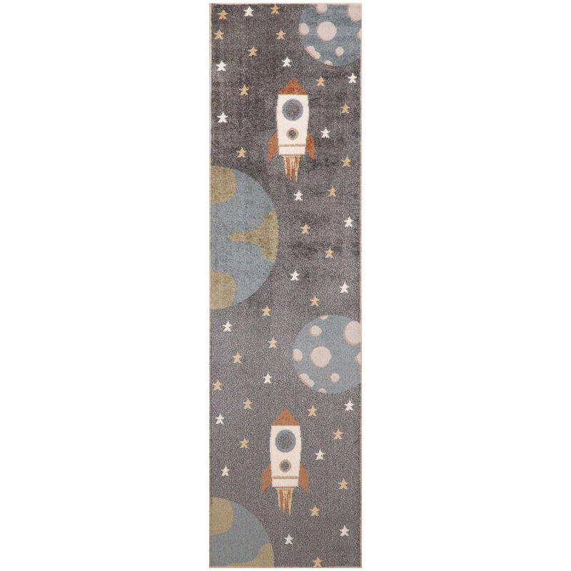 Tapis bleu ciel lavable à la machine Astra, Tapis de couloir 2 pi x 6 pi