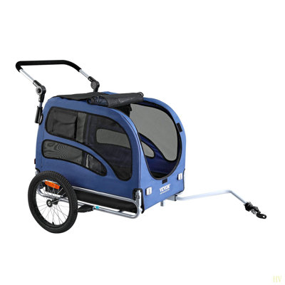 Dog Bike Trailer, Supports Up To 100 Lbs, 2-In-1 Pet Stroller Cart Bicycle Carrier, Easy Folding Cart Frame With Quick Release Wheels, Universal Bicycle Coupler, Reflectors, Flag