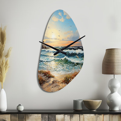 Beach Sand Euphoria III - horloge murale asymétrique en métal sable