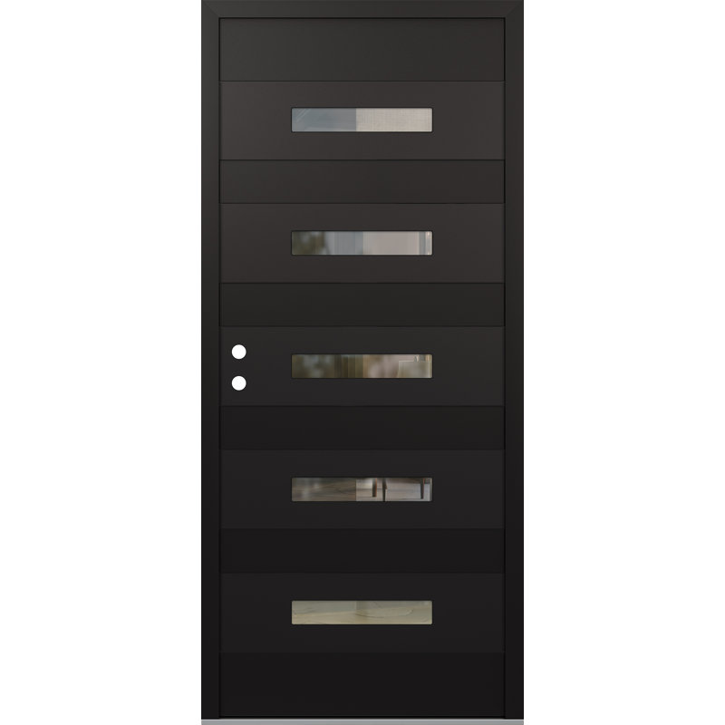 D9 36 po à droite X 80 po Panneau d'entrée en acier noir et noir, L 36 po x H 80 po, Droite / vers l'intérieur